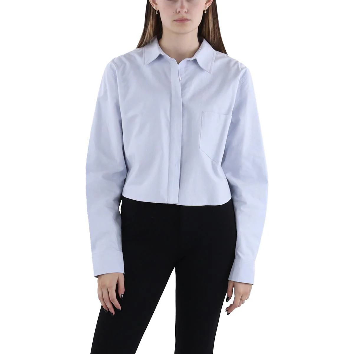 Oxford Womens Cropped Collared Button-Down Top | Shop Simon