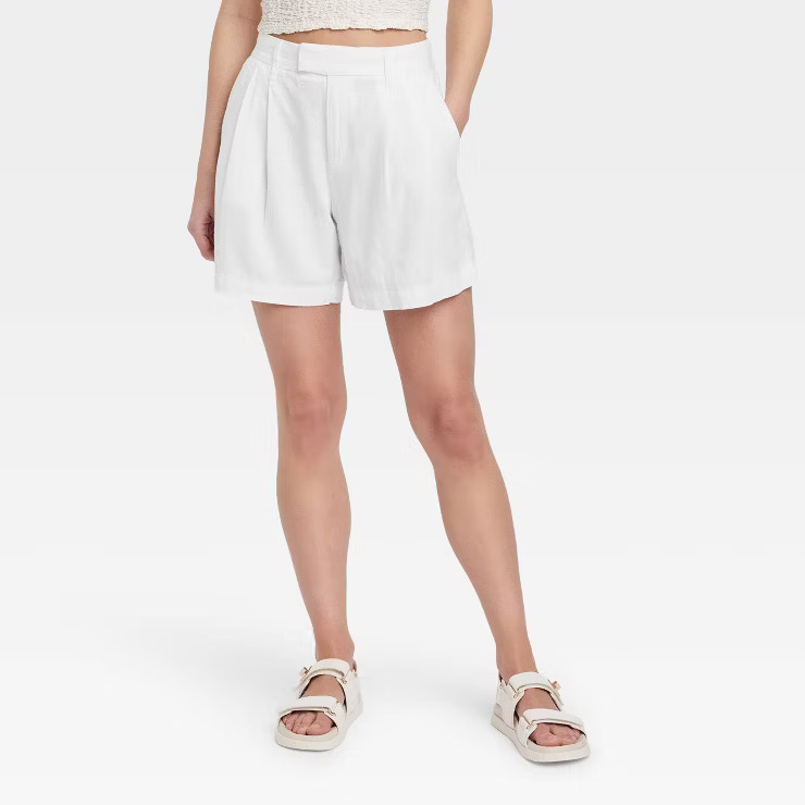 Women's High-Rise Tailored Linen Shorts - A New Day™ | Target