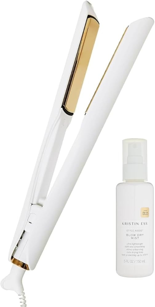 Kristin Ess 3-in-1 Titanium Curling & Straightening Iron with Heat Protectant Spray - 1 1/4" Dual... | Amazon (US)