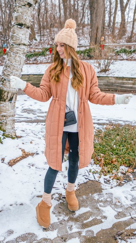 We finally have a ground that is snow covered here in Wisconsin!!! 🤗❄️🌨️
This coat is a great lightweight option for warmer weather winter days and even chillier days for quick ins and outs. The waist cinching is adjustable based on your preference. I’m in a size extra small.
I wanted on oversized fit in the sweater I’m wearing under the coat, so I went with a size large.
These leggings have been go tos for me since I got them. I’m in an extra small, but could have gone with a small.
Ugg boots fit TTS. I’m linking a similar pair that is more affordable as well.
Happy winter friends!!

Winter coat | winter outfits | cold weather outfits | Amazon outfits | Amazon fashion finds | Amazon coat | winter clothes



#LTKfindsunder50 #LTKstyletip #LTKSeasonal
