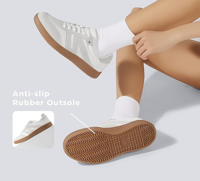 LUCKY STEP Women Classic Retro Gum Sole Fashion Sneakers Casual Tennis Skate Shoe Genuine Leather... | Amazon (US)