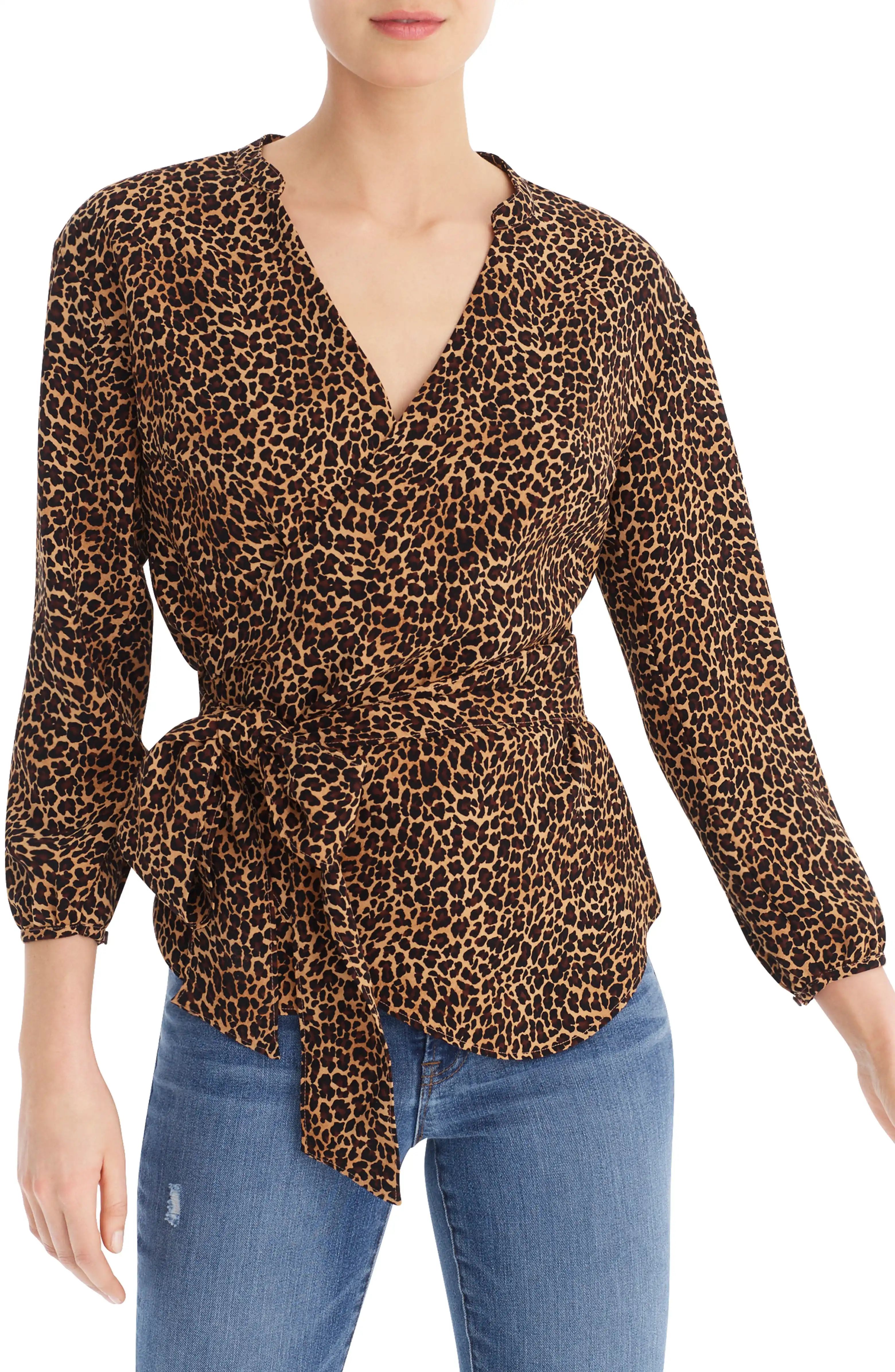 Sara Drapey Leopard Print Wrap Top | Nordstrom