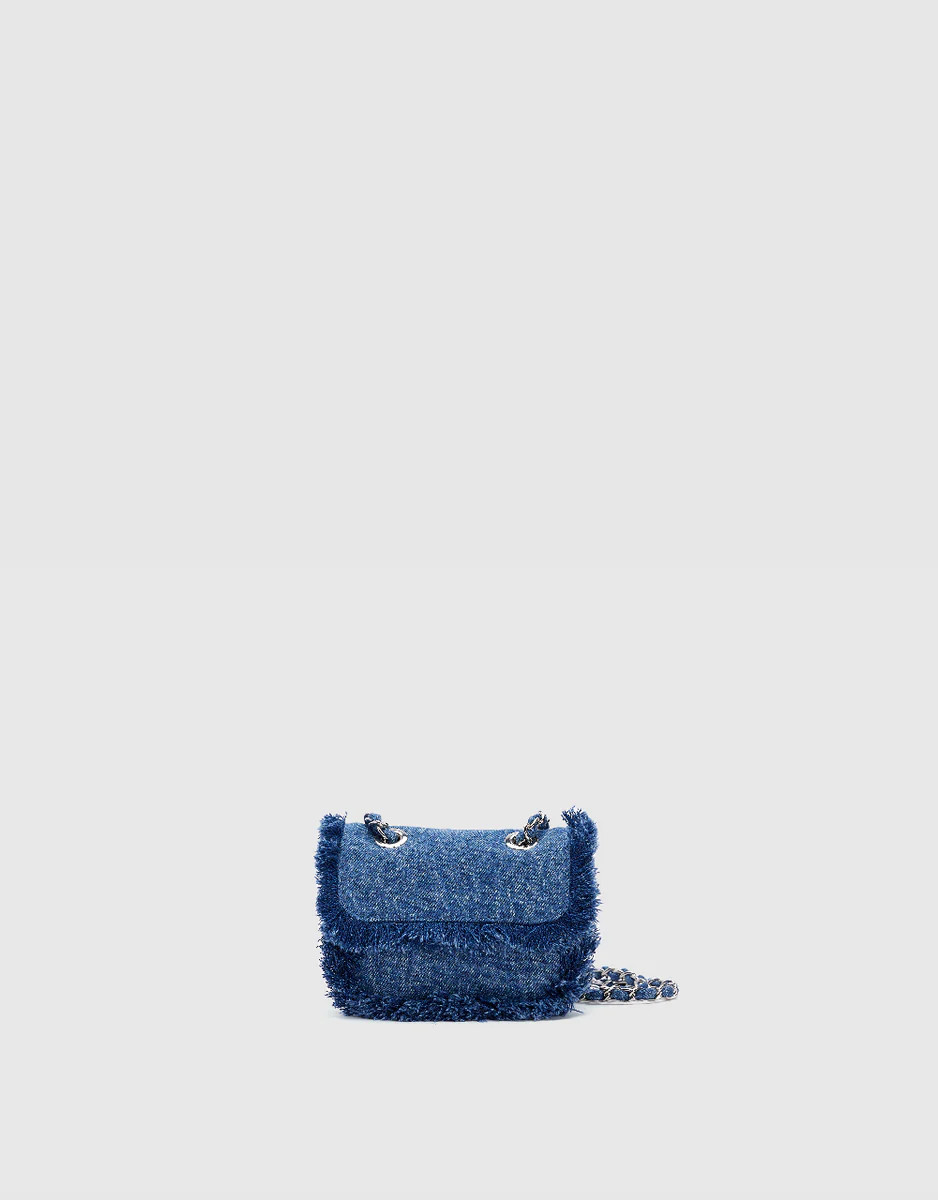 Fuzzy Trim Denim Shoulder Bag | Urban Revivo