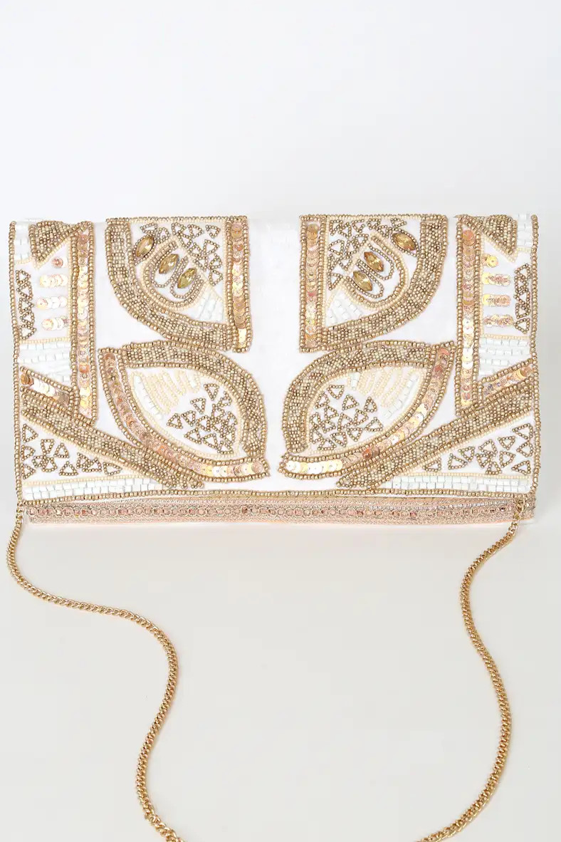 Bead the Best Ivory Velvet Beaded Clutch | Lulus