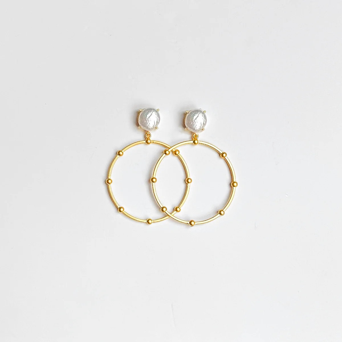 Pearls + Studded Gold Hoop | Vivian Drew