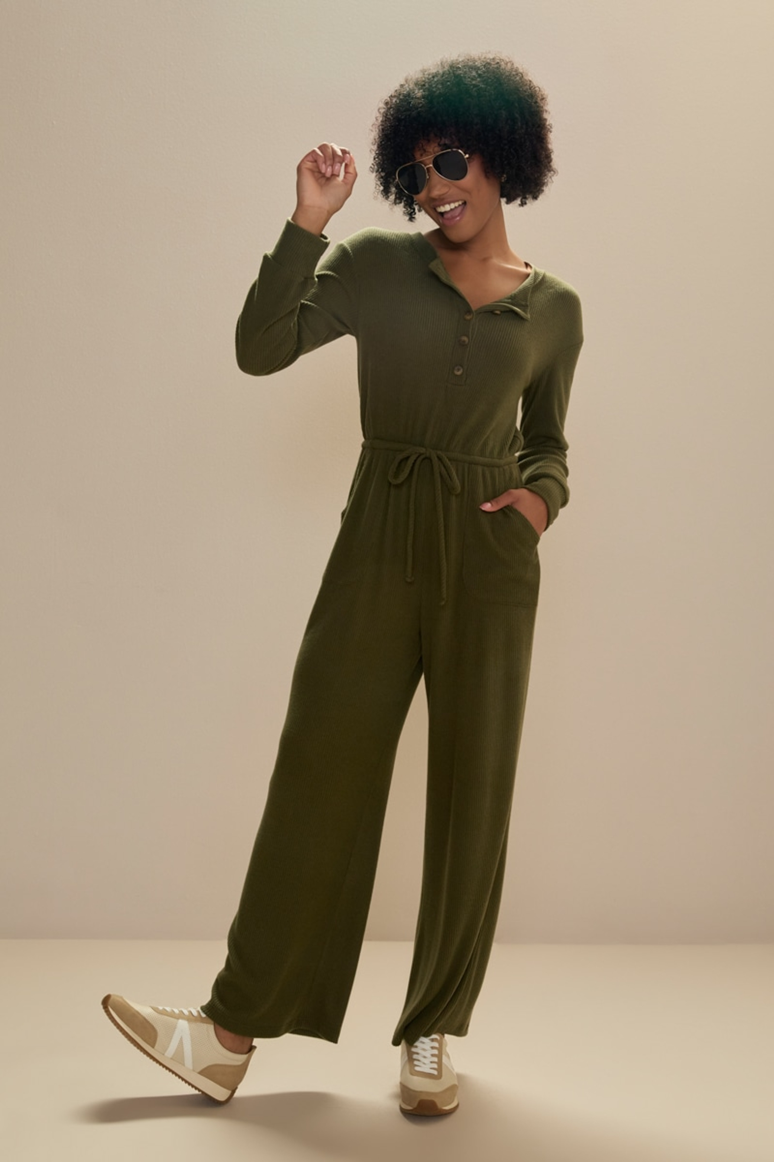 Evelina Button Front Jumpsuit | Francesca's
