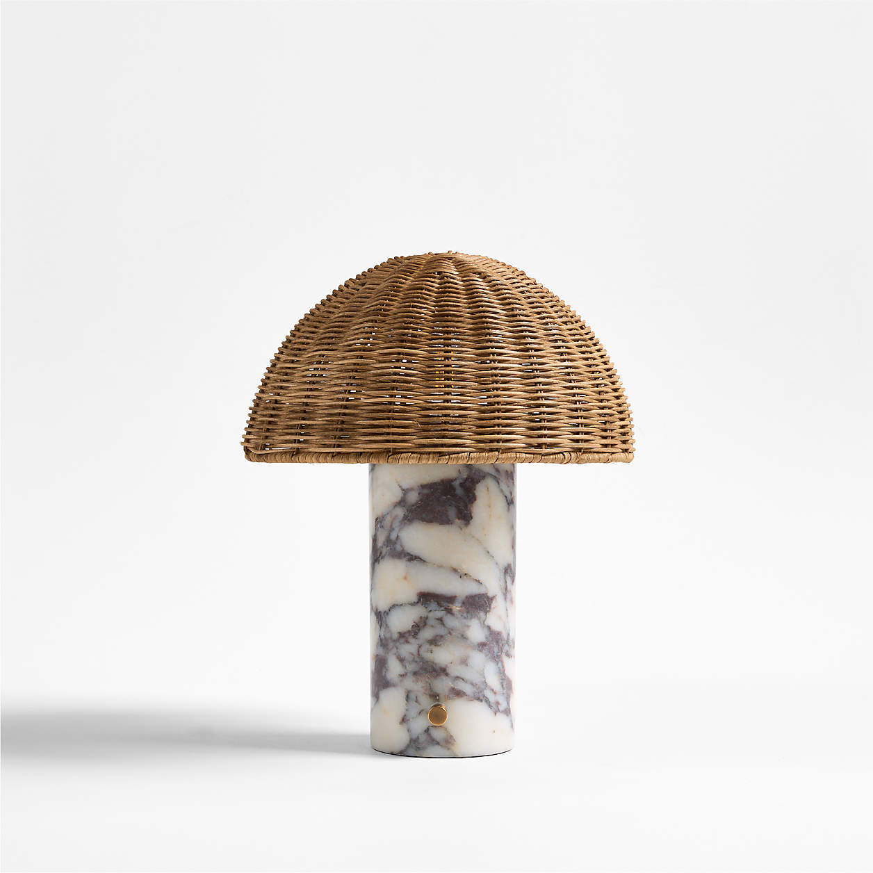Seine Calacatta White Marble Mini Table Lamp with Rattan Shade 13" + Reviews | Crate & Barrel | Crate & Barrel