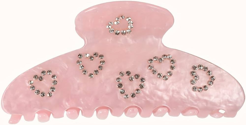 Pink Heart Rhinestone Hair Claw Clips, Large Decorative Hair Clips for Women, Valentine's Day Hai... | Amazon (US)