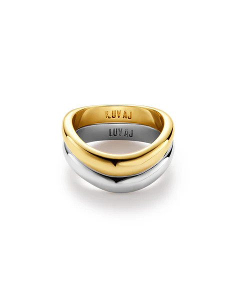Two-Tone Wave Ring Set | Luv Aj