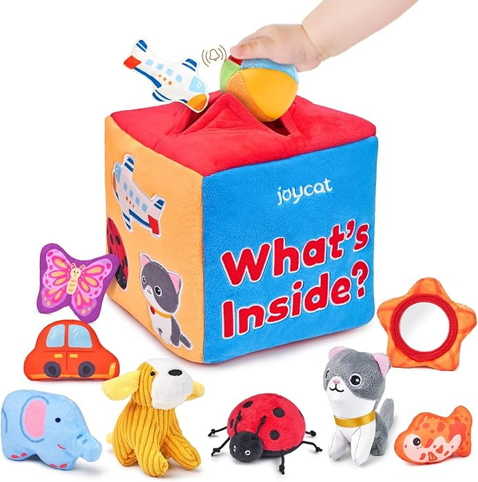 JoyCat Baby Toys 6-12 Months - Mystery Soft Box with 10 Sensory Objects, Rattle, Crinkle Paper, M... | Amazon (US)