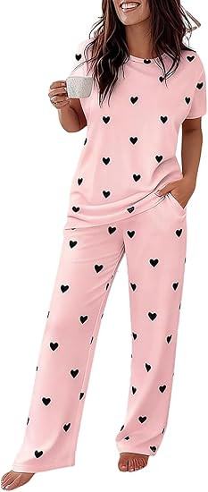 CHICME Womens Pajamas Sets 2 Piece Short Sleeve Lounge Set Printed Loose Pants Pj Sets Loungewear... | Amazon (US)