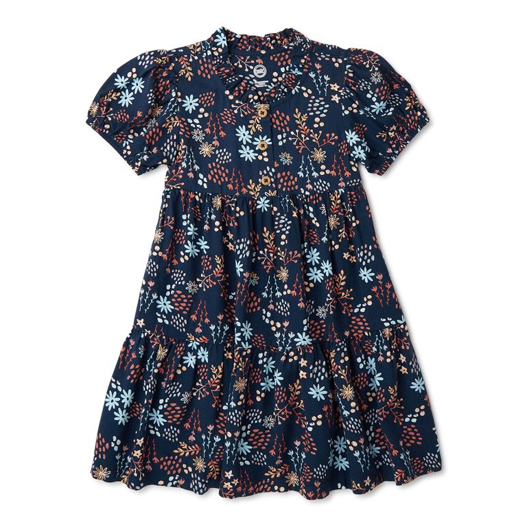 Wonder Nation Baby and Toddler Girls Short Sleeve Woven Dress, Sizes 12M - 5T - Walmart.com | Walmart (US)