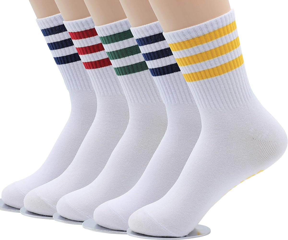 MK SOCKS Cotton Athletic Sports Running Retro Cute Matching School Crew Socks For Men/Women | Amazon (US)