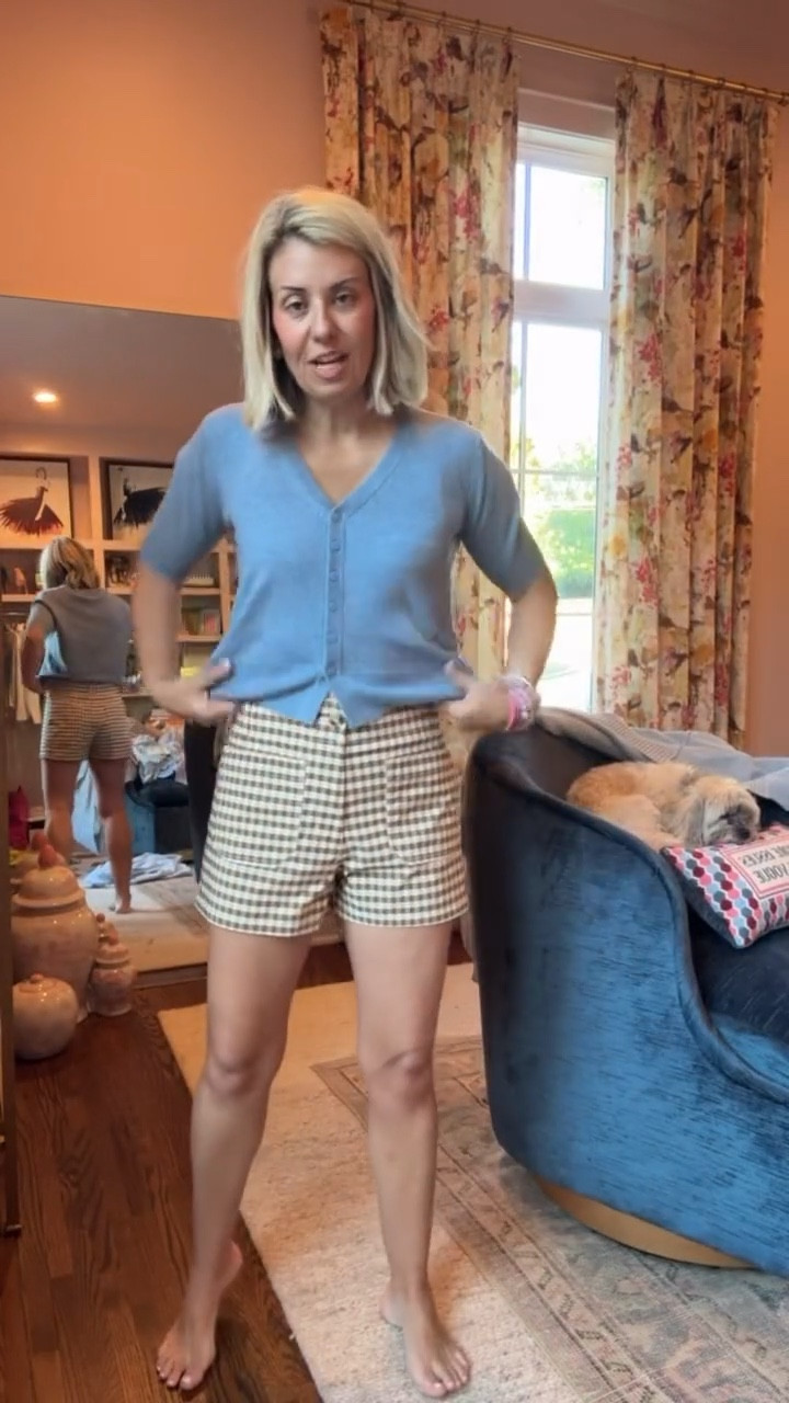 The cutest Colette shorts paired with his short sleeve cashmere sweater… So so good! 
Top & skirt - xs
Shorts - 27
￼

#LTKmomlife #LTKSeasonal #LTKOver40