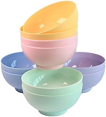 Honla 20oz Plastic Bowls,Set of 10 Unbreakable Cereal Bowls in 5 Assorted Colors | Amazon (US)