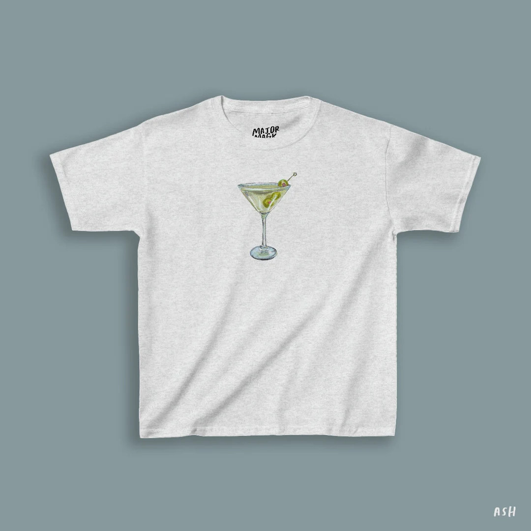 Martini Glass Baby Tee, Y2K Baby Tee, Dirty Martini Print, Martini Glass, Martini Tshirt, Baby Te... | Etsy (US)