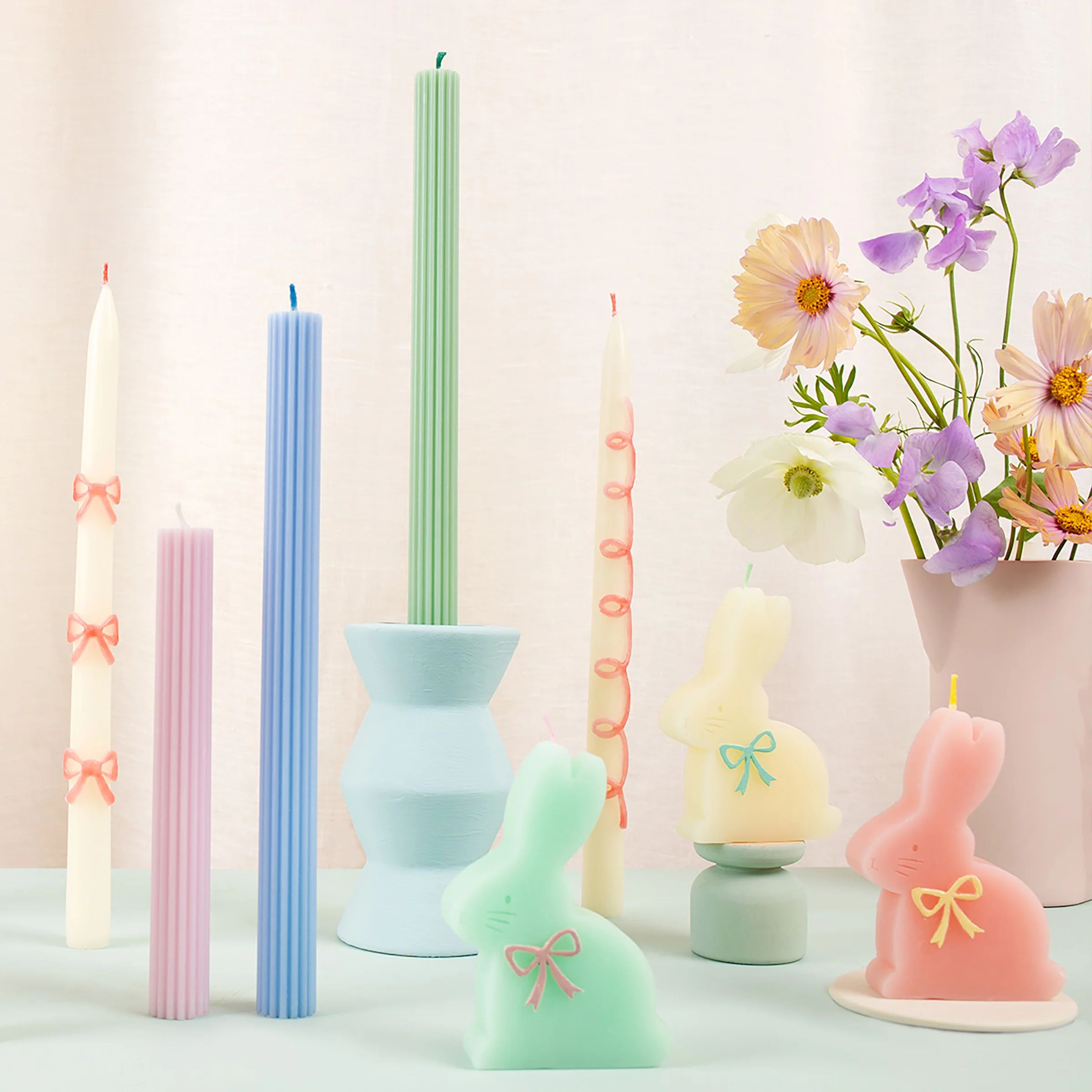 Pink Bow Taper Candles (x 2) | Meri Meri
