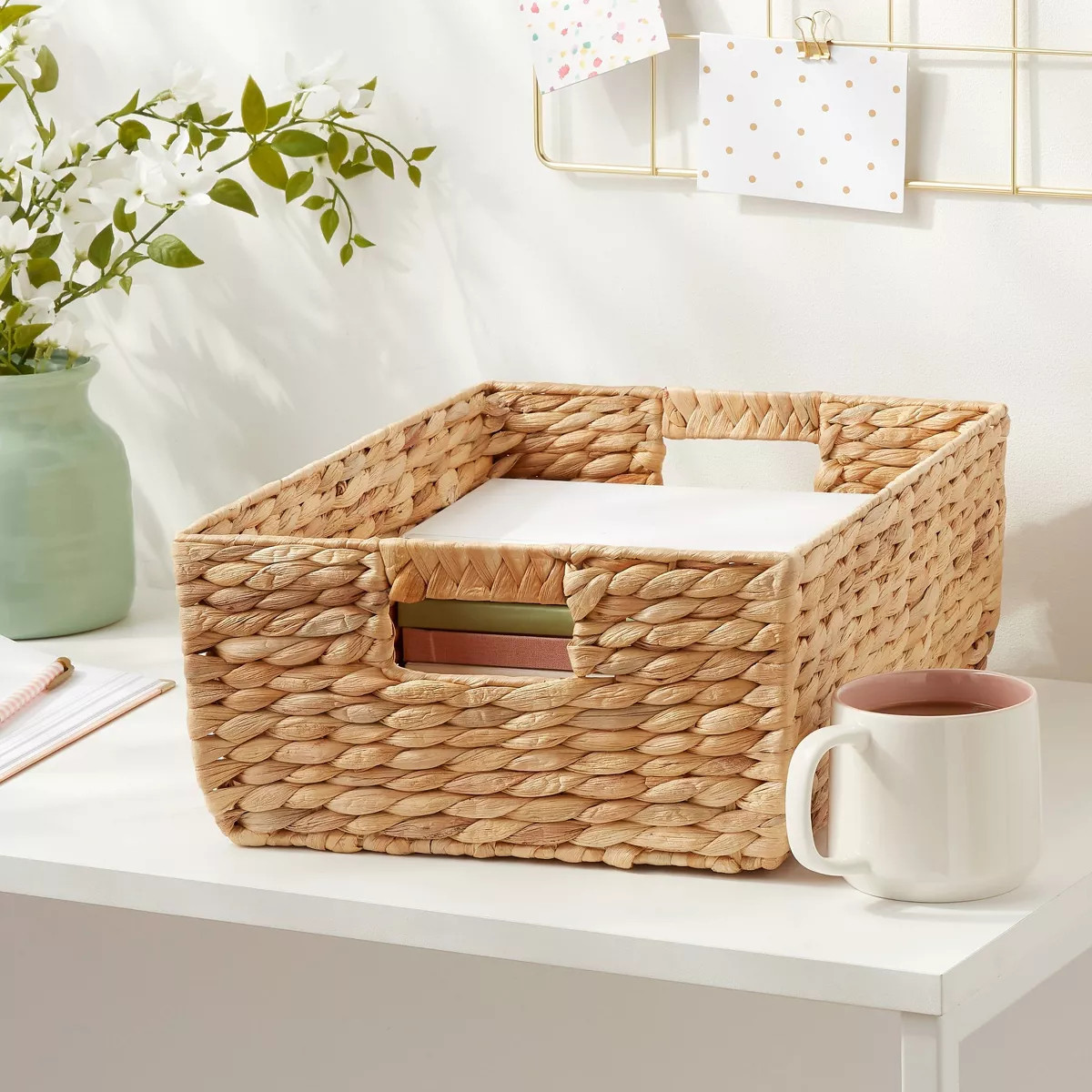 Woven Water Hyacinth Folio Bin - Brightroom™: Handwoven Decorative Basket for 13" Cube Storage,... | Target