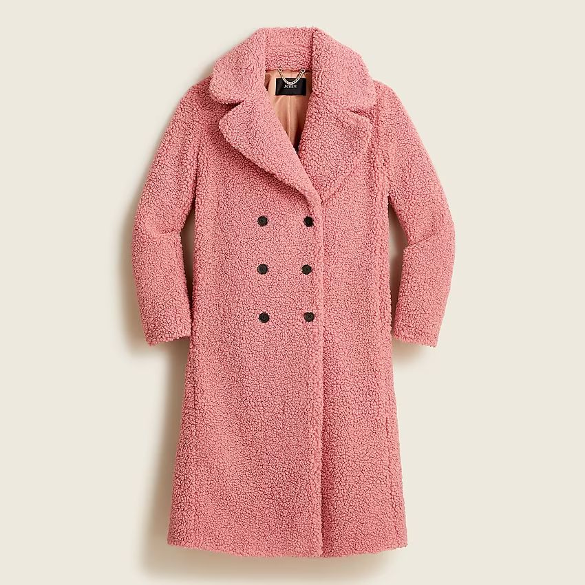 Double-breasted teddy sherpa topcoat | J.Crew US