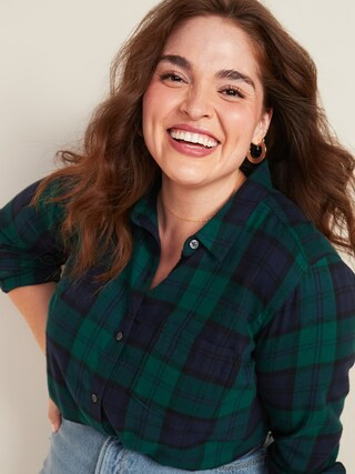 Classic Plaid Flannel No-Peek Plus-Size Shirt | Old Navy (US)