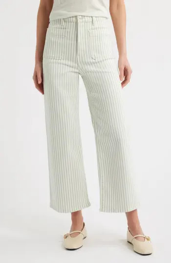FRAME The Anchor High Waist Wide Leg Jeans in Seamist Stripe at Nordstrom Rack, Size 31 | Nordstrom Rack