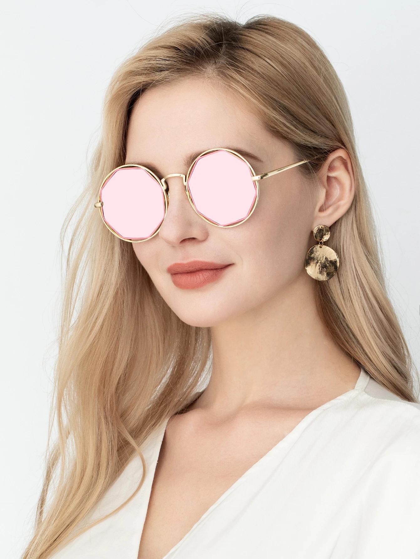 Metal Frame Octagon Shaped Lens Sunglasses With Case
   
    SKU: swglass03200108707
         
  ... | ROMWE