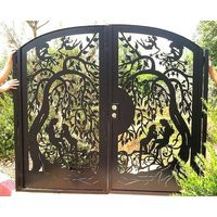 Contemporary Dual Entry Metal Gate Ornamental Iron Garden Modern | Etsy (US)