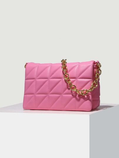 Quilted Pattern Chain Shoulder Bag | SHEIN