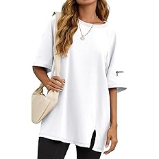 Tankaneo Womens Oversized Workout Tshirts Split Hem Raglan Short Sleeve Tops Summer Casual Loose ... | Amazon (US)