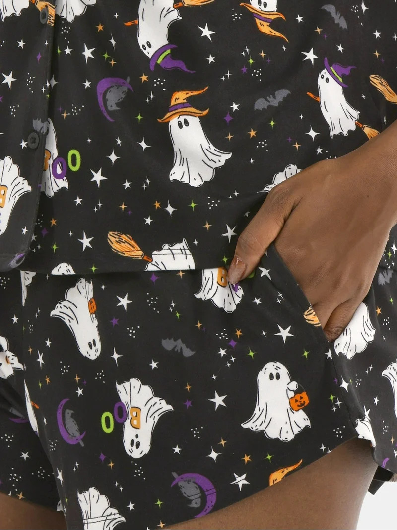 Halloween Women’s Printed Notched Top and Shorts Pajama Set from Way to Celebrate, 2-Piece, Siz... | Walmart (US)