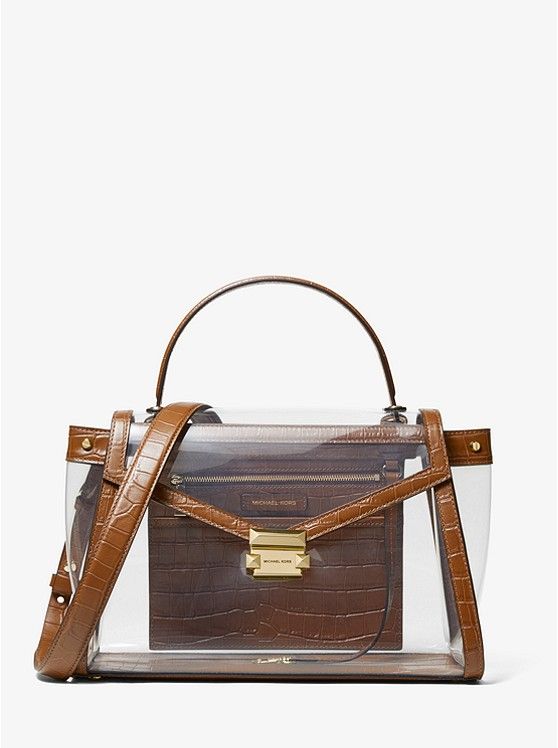 Whitney Large Clear and Leather Satchel | Michael Kors US