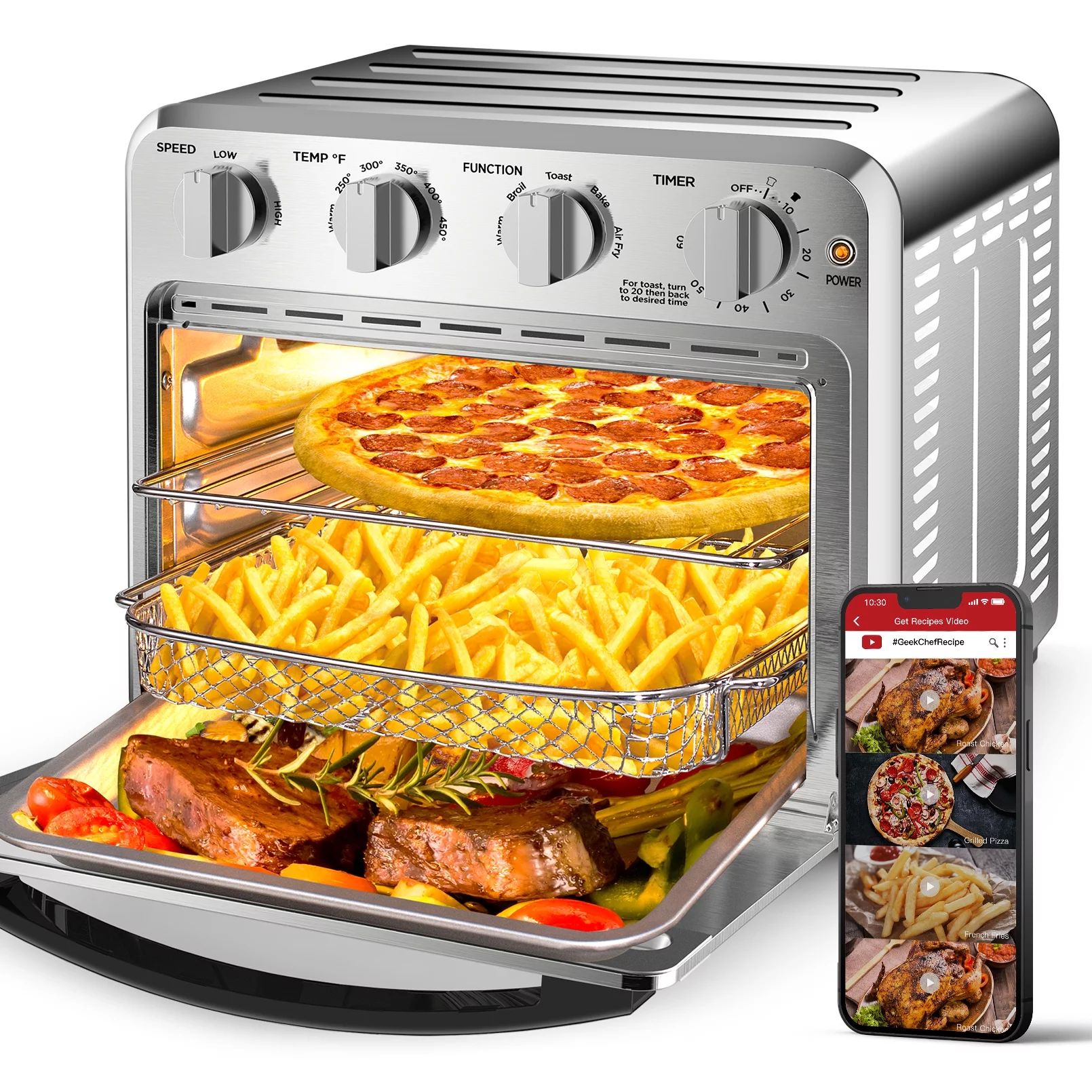 GeekSmart Air Fryer 16QT Countertop Convection Oven, 4 Slice Toaster Air Fryer Oven Warm, Broil, ... | Walmart (US)