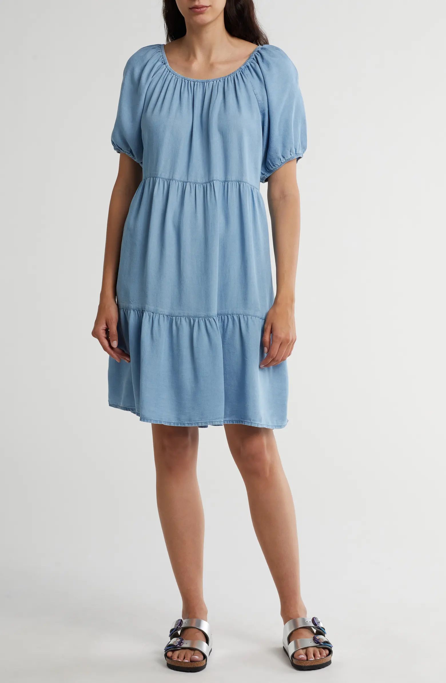 beachlunchlounge Amber Denim Tiered Dress | Nordstromrack | Nordstrom Rack