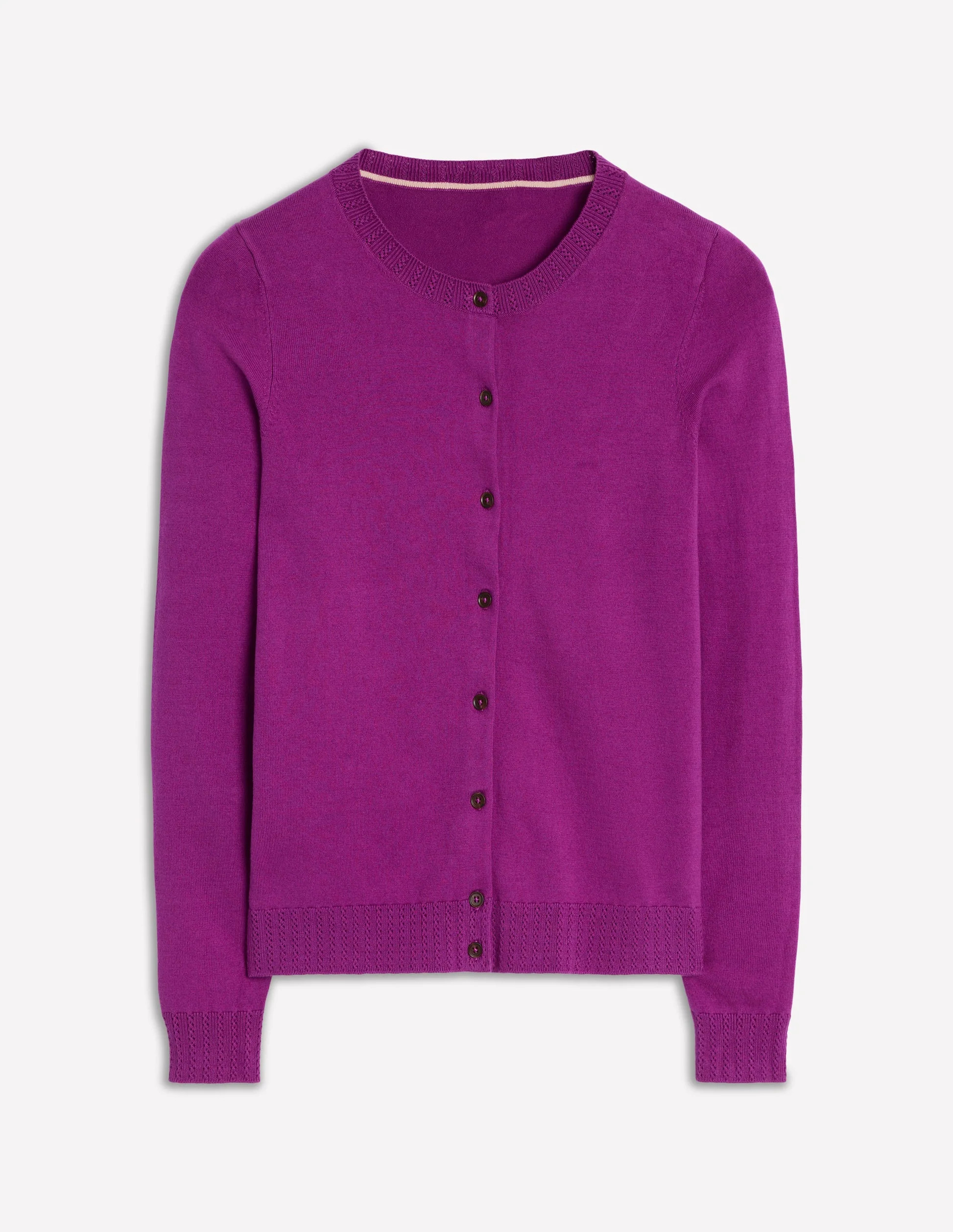 Emilia Cotton Crew Cardigan-Regal Purple | Boden (US)
