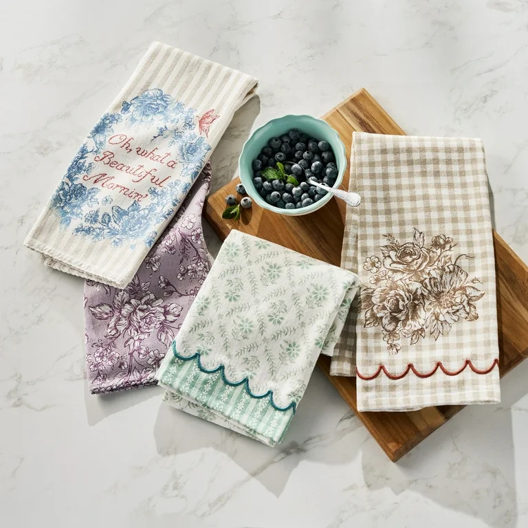The Pioneer Woman Agatha Woven Kitchen Towels, Multicolor, 18" x 28", Set of 4 | Walmart (US)