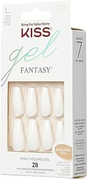 KISS Gel Fantasy Collection Sculpted Fake Nails Manicure Set, True Color', with Nail File, Nail G... | Amazon (US)