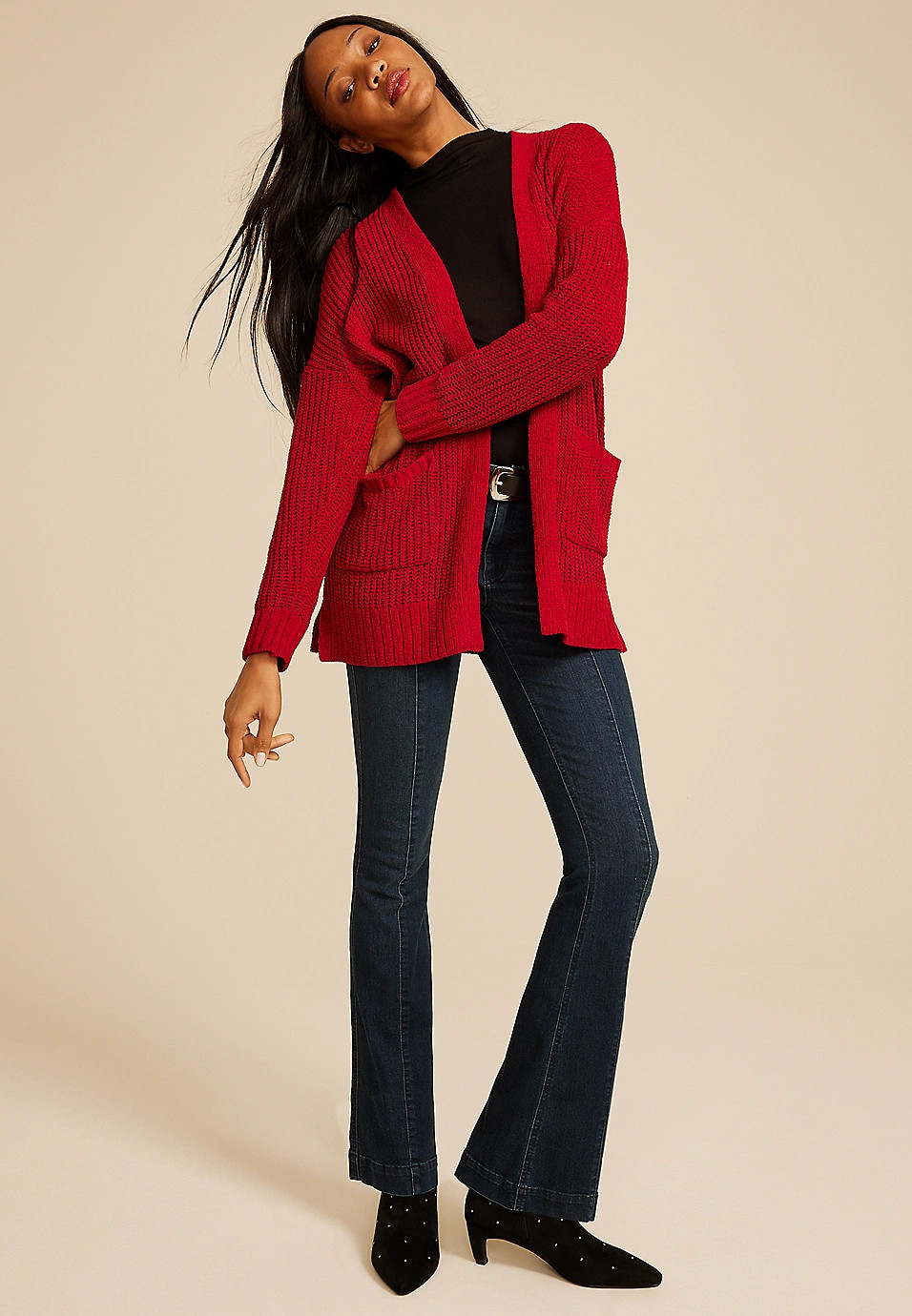 Chenille Open Front Cardigan | Maurices
