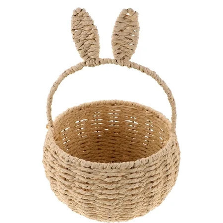 Easter Basket with Handle Easter Bunny Rattan Woven Basket Picnic Basket with Rabbit Ear Straw Wicker Easter Egg Candy Basket for Egg Hunt Party Supplies Easter Gift (brown) | Walmart (US)