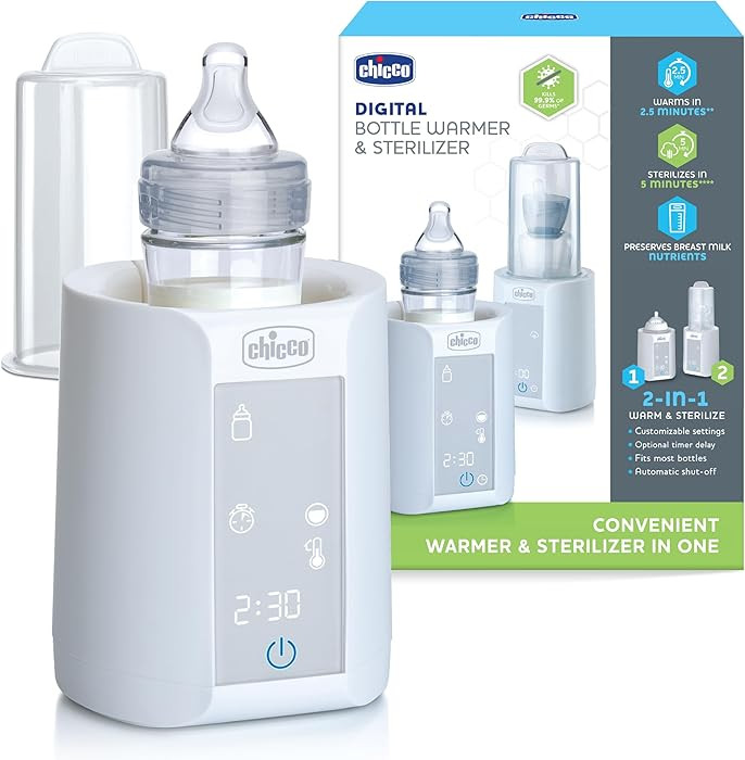 Chicco Digital Bottle Warmer & Sterilizer for Baby Bottles, Baby Food Jars, and Milk Bags | Elimi... | Amazon (US)