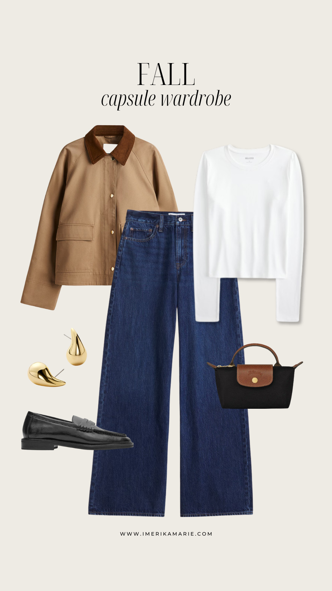 Fall Capsule Wardrobe. Fall capsule outfits. Fall outfits. Fall shoes. Barn jacket. Dark wash jeans. Loafers. Longchamp mini bag. Quince jeans 

 

#LTKSeasonal #LTKFindsUnder100 #LTKStyleTip