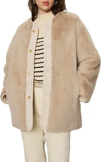 Reversible Collarless Faux Fur Jacket | Nordstrom