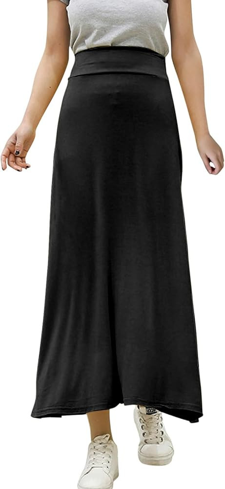 Womens Soft Lightweight Modal Skirts Basic Solid Color Elastic Waist Casual Beach Skirts 2025 New | Amazon (US)