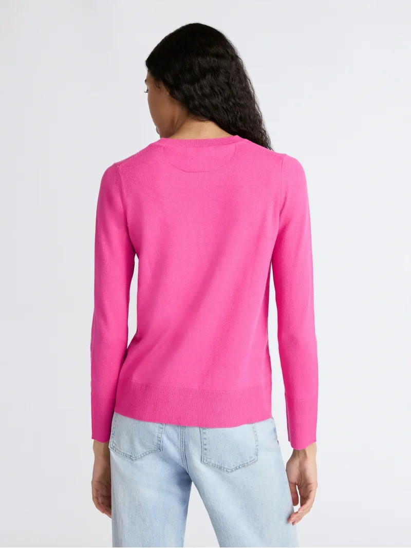 Free Assembly Women's and Women's Plus Cozy Yarn Crewneck Sweater with Long Sleeves. Lightweight,... | Walmart (US)