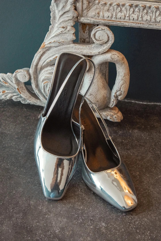 Belinda Silver Chrome Slingback Pumps | Lulus (US)