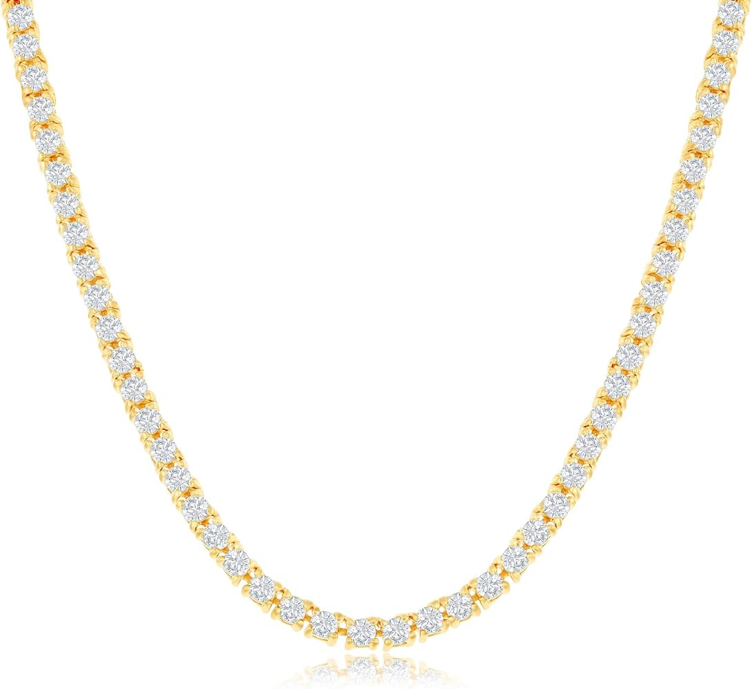 NYC Sterling Women's Magnificent 3mm Round Cubic Zirconia Tennis Necklace | Amazon (US)