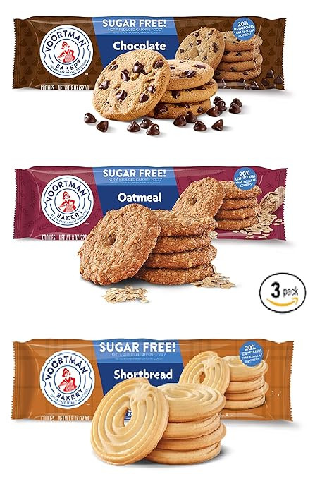 Voortman Sugar Free Cookies | Chocolate Chip Cookies | Shortbread Swirl | Oatmeal - BUNDLE 3 Pack... | Amazon (US)