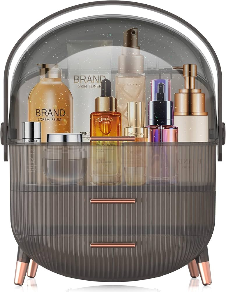 Portable Makeup Organizer, Skincare Case Storage and Makeup Box for Vanity, Cosmetic Display Case... | Amazon (US)