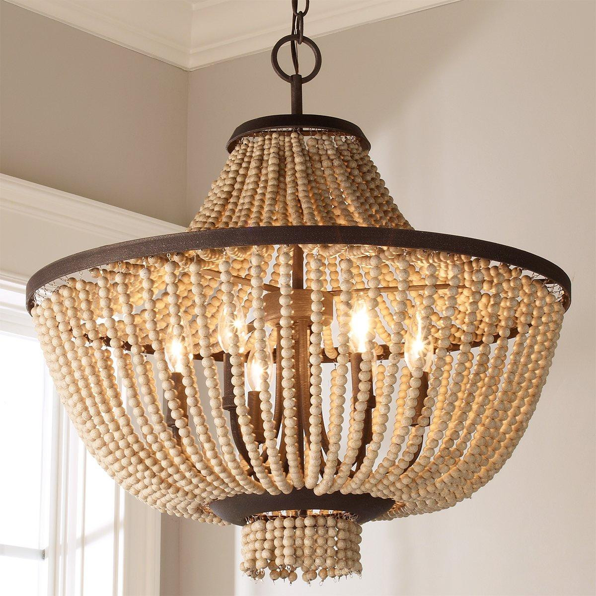 Beaded Farmhouse Chandelier - 6 Light | Shades of Light