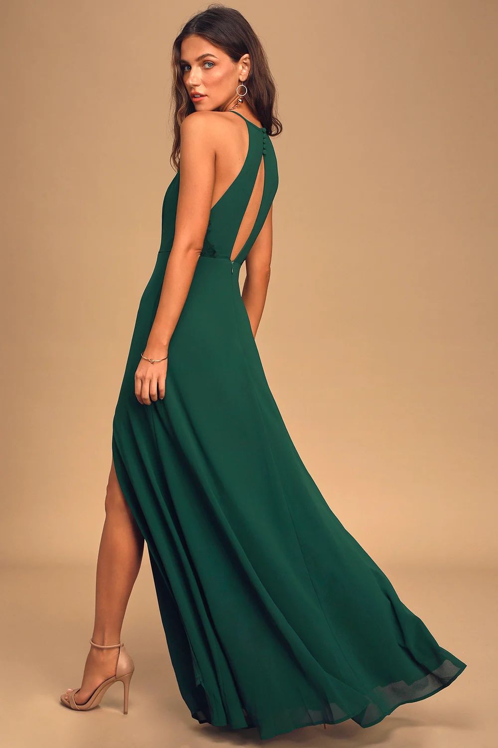 Romantic Mood Hunter Green Lace Sleeveless Maxi Dress | Lulus (US)