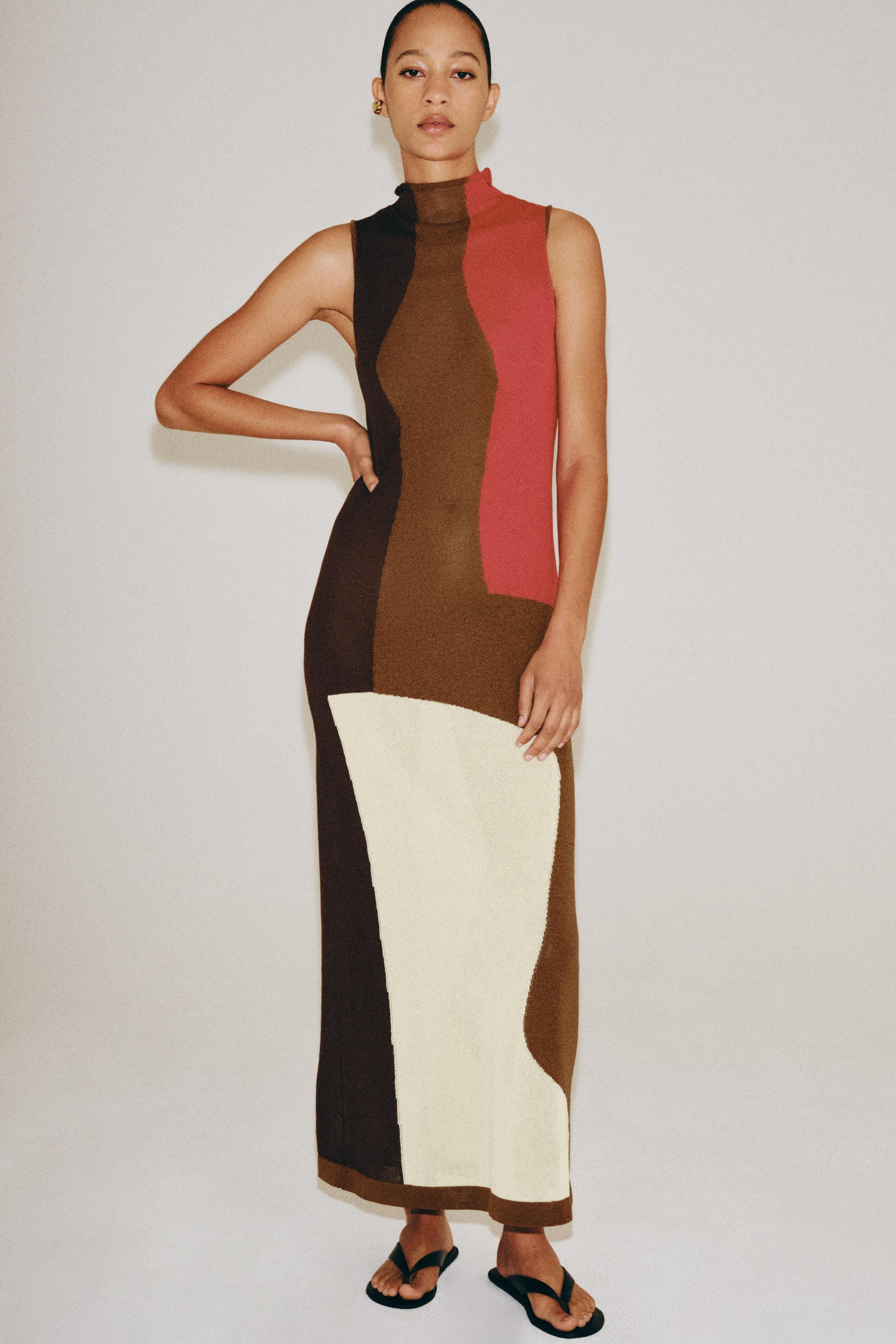 COLOUR BLOCK KNIT DRESS | Zara UK